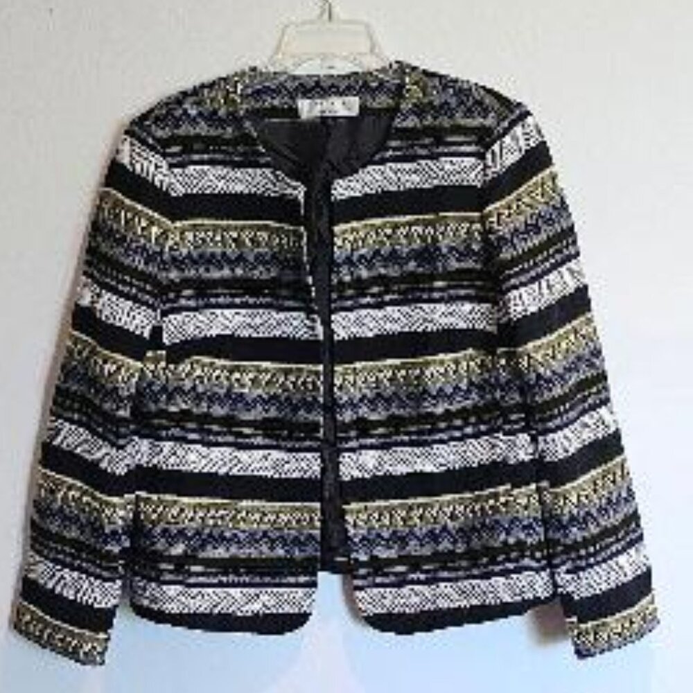 TAHARI Arthur S. Levine Women's Jacket - Size 18 NWT - Black, Gold, Blue, White
